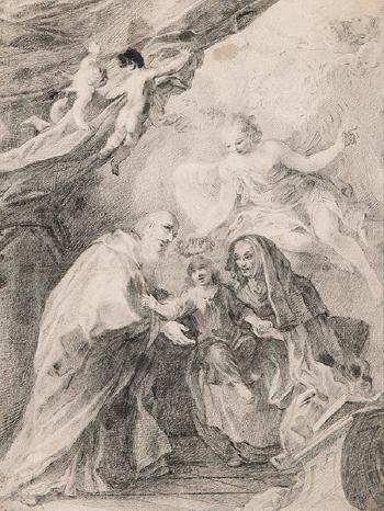 Coronación de la Virgen con San Joaquín y Santa Ana by 
																	Jose Camaron y Boronat