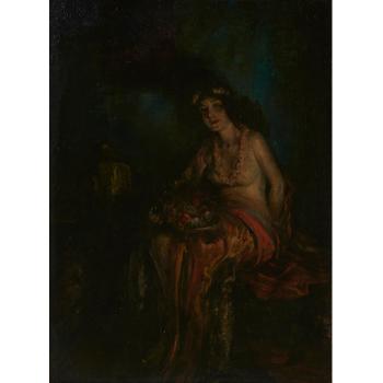 Woman with Bowl of Fruit by 
																			Indiana Gyberson