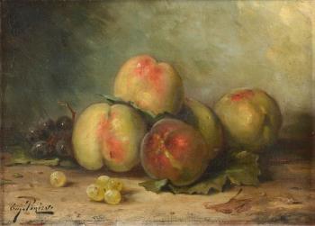 Nature morte aux pommes et raisins by 
																	Eugene Parisy