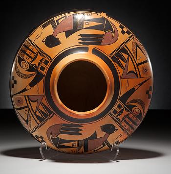 Pottery Jar with Sikyatki-style birds and geometric elements by 
																			Mark Tahbo