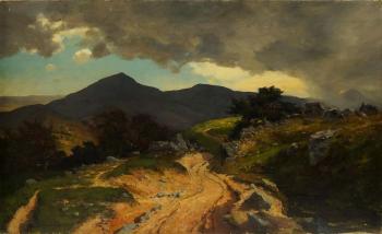 Mountain landscape with storm clouds and mist by 
																	Serafin de Avendano