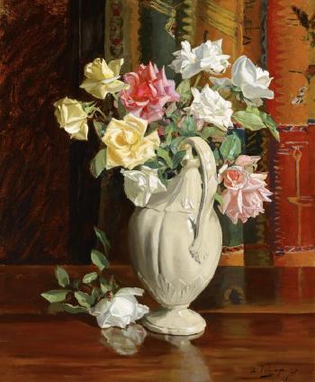 Flower-piece by 
																	Algernon Talmage
