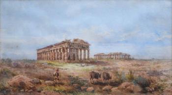 The Temple of Neptune and the Temple of Hera, Paestum by 
																	Giovanni Lanza