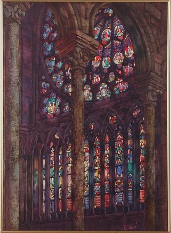 Cathedral interior by 
																	Pierre Anne Dumenil