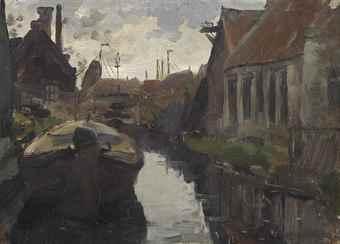 Lange Bleekerssloot with Barge by 
																	Piet Mondrian