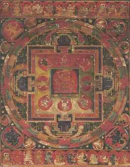 A painting of Raktayamari Mandala by 
																	 Chinese School