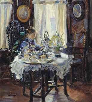 At the breakfast table by 
																	Annie Rose Laing