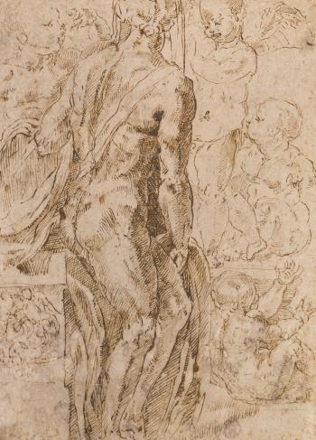 Study of a standing male nude, seen from the side, and several putti by 
																	 Jacopo di Giovanni di Francesco