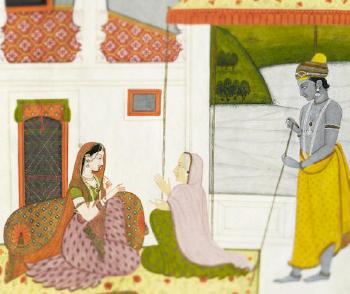 'Oh Friend! Unfortunately, Krishna is not the Lotus-Lover, as you describe him' by 
																			Purkhu of Kangra