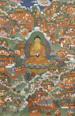 A group of eight thangkas from an Avadanakalpalata set by 
																			 Tibetan School