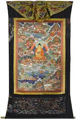 A group of eight thangkas from an Avadanakalpalata set by 
																			 Tibetan School