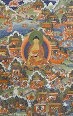 A group of eight thangkas from an Avadanakalpalata set by 
																			 Tibetan School