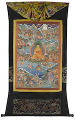 A group of eight thangkas from an Avadanakalpalata set by 
																			 Tibetan School