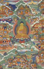 A group of eight thangkas from an Avadanakalpalata set by 
																			 Tibetan School