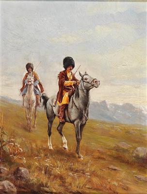 Two Caucasian riders by 
																			Alexander Amandus von Wahl
