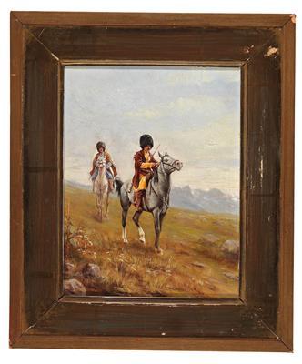 Two Caucasian riders by 
																			Alexander Amandus von Wahl