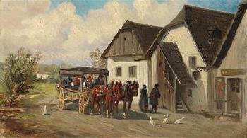 On the village street and The ferry by 
																			Ignaz Ellminger