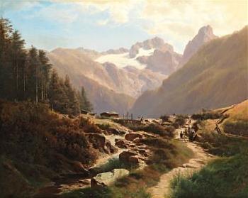 View of the Dachstein massif by 
																			Leopold Heinrich Voscher