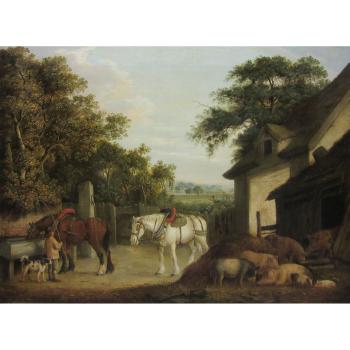 Horses and Pigs in a farmyard by 
																	Benjamin Zobel