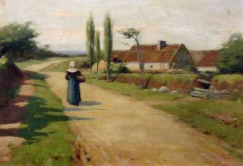 Lone Figure on a Country Road by 
																	John Willard Raught