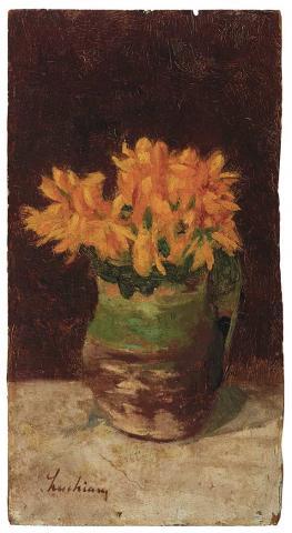 Still Life with Goldenrods in an Earthenware Pitcher by 
																	Stefan Luchian