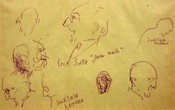 Caricatures of Erik Satie by 
																	Robert Caby