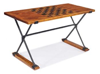 Game table and X Benches by 
																			Cleo Baldon