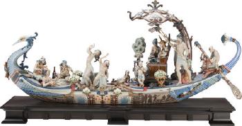 A Large Lladro Polychrome Porcelain Figural Group: Queen Of The Nile by 
																			 Lladro