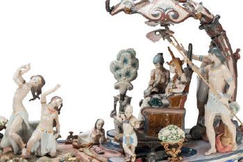 A Large Lladro Polychrome Porcelain Figural Group: Queen Of The Nile by 
																			 Lladro