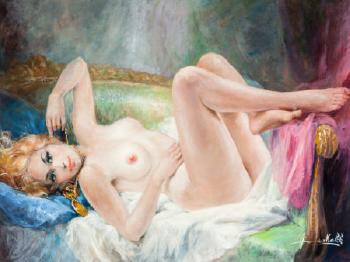 Reclining Nude with Necklace by 
																			Americo Makk