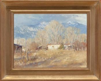 Winter's Day and Taos Cottonwoods by 
																			John Encinias