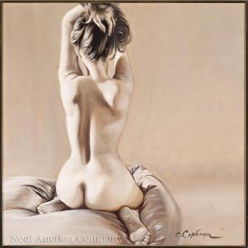 Seated Sepia-Toned Female Nude by 
																			Chuck Caplinger