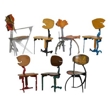Seven Chairs, One Arm-, Six Side- by 
																			Jay Stanger