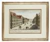 Pair of vue d'optique prints of Boston by 
																			Franz Xaver Habermann