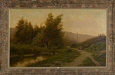 Jeune berger et son troupeau le long du ruisseau by 
																	Felix de Baerdemaeker