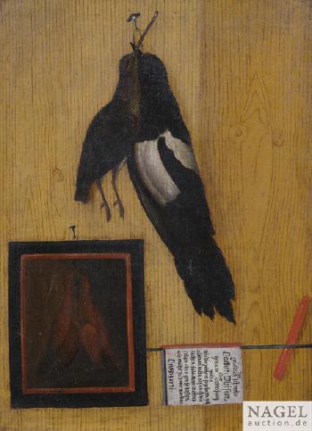 Zwei Quodlibet mit toten Singvögeln und Utensilien by 
																			Johann Michael Codomann