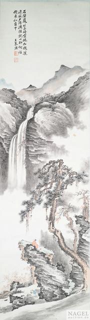Gelehrter beim Betrachten eines Wasserfalls by 
																			 Wang Muqiao