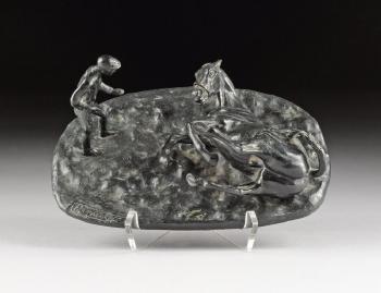 Equine figural group by 
																			Roger de Minvielle