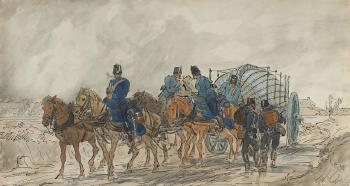 Preußische Pioniere beim Transport eines Bootes by 
																	Emil Rumpf