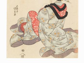 A Nobel Lady in Kimono by 
																			Utagawa Kunisada