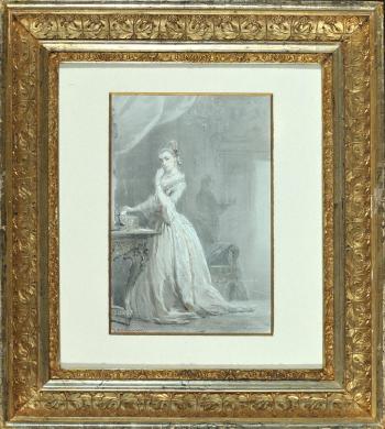 Dame im Barockkleid im Schloss-Salon by 
																	Jean Nicolas Ventadour