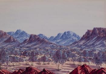 Australian landscapes by 
																			Oscar Namatjira