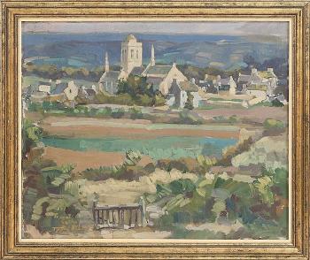 Landscape with cathedral by 
																			Trafford Klots