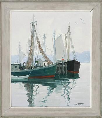 A New England harbor by 
																			Arthur Lingquist