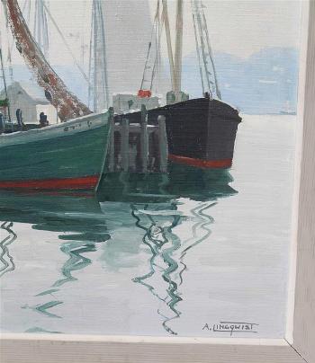 A New England harbor by 
																			Arthur Lingquist