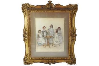 A group portrait of family members of Sir Arthur James Rugge-Price, 5th Baronet(1808-1892) by 
																	Anton Hahnisch