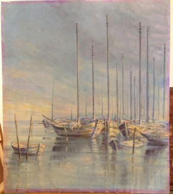 Sailing boats in harbour by 
																			Enrique Santana