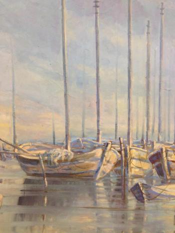 Sailing boats in harbour by 
																			Enrique Santana