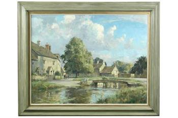 View of Lower Slaughter, in the Cotswolds by 
																			Stanley Orchart