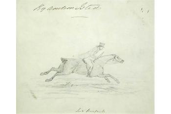 Lord Brudenell on horseback, at the gallop by 
																	Ambrose Isted of Ecton